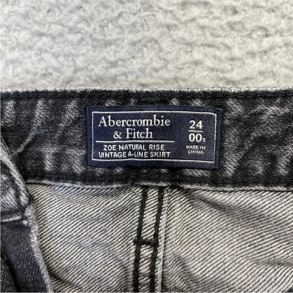 Abercrombie & Fitch Mini Skirt Women 00R 24 Black Gray Denim Raw Hem Y2K Party